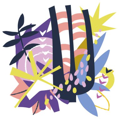 Soyut çiçek elementleri kağıt kolajı