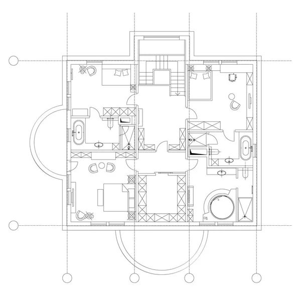 Conjunto de símbolos de mobiliário de sala de estar padrão — Vetor de Stock