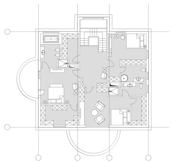 Ensemble de symboles de meubles de salon standard — Image vectorielle