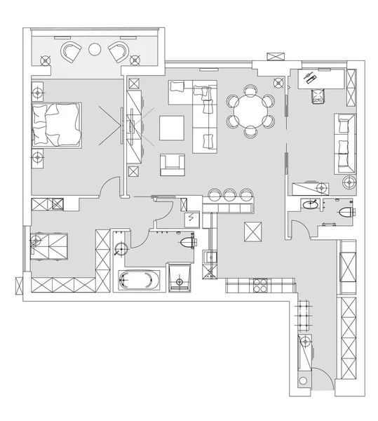 Standard-Wohnzimmermöbel-Symbole gesetzt — Stockvektor
