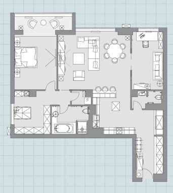 Standart oturma odası mobilyası set simgeleri