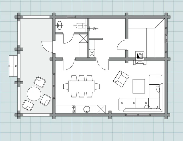 Conjunto de símbolos de mobiliário de sala de estar padrão — Vetor de Stock