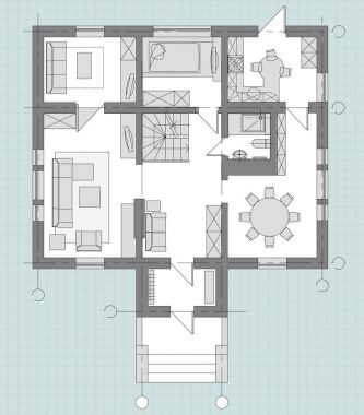 Standart oturma odası mobilyası set simgeleri