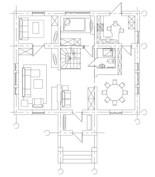 Conjunto de símbolos de mobiliário de sala de estar padrão — Vetor de Stock