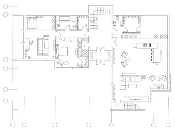 Ensemble de symboles de meubles de salon standard — Image vectorielle