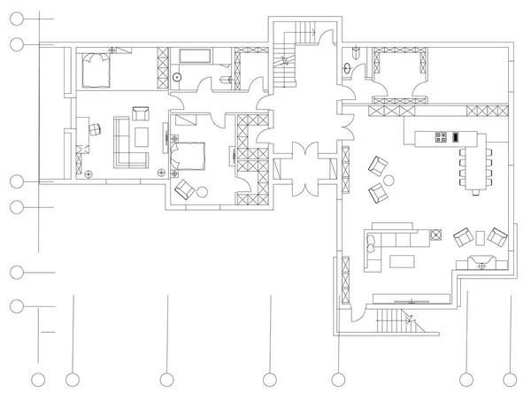 Standard-Wohnzimmermöbel-Symbole gesetzt — Stockvektor