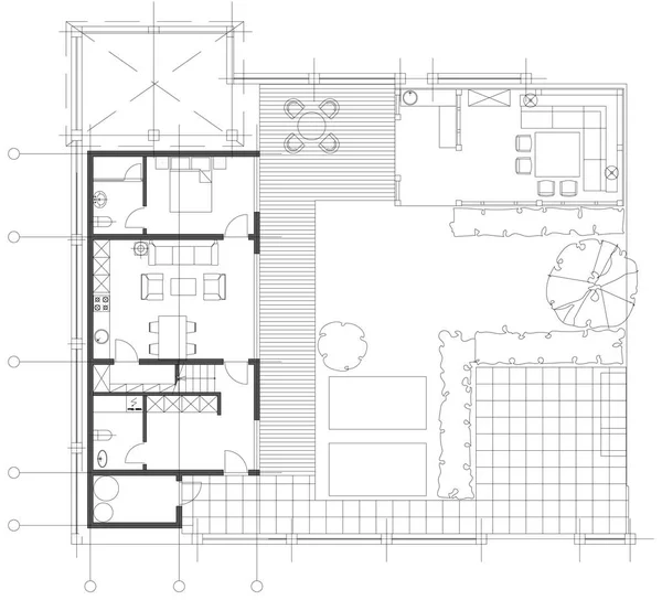 Conjunto de símbolos de mobiliário de sala de estar padrão — Vetor de Stock