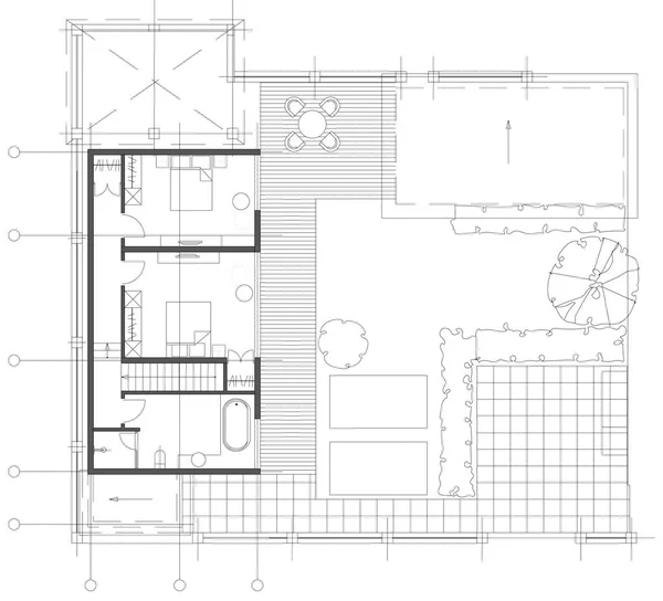 Conjunto de símbolos de muebles de salón estándar — Vector de stock