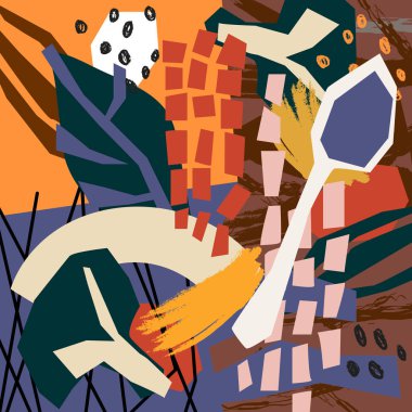 Soyut bitki elemanları kağıt kolaj