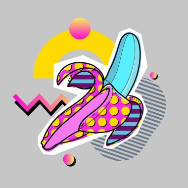 Yaz partisi poster seti, geometrik memphis tarzı. Poster için havalı moda kültür.