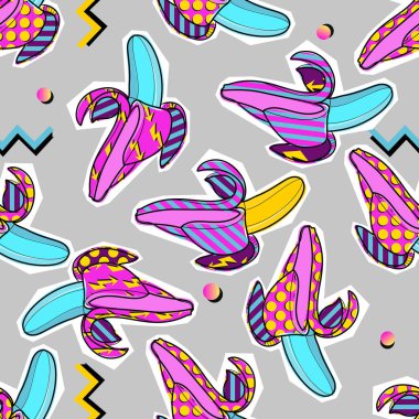 Yaz partisi posterleri kusursuz, geometrik memphis tarzı. Poster için havalı moda kültür.