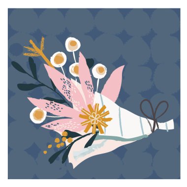 Güzel gelin buketinin vektör çizimi. Vektör illüstrasyon eli çizilmiş..