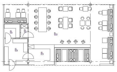 Mimari planları içinde kullanılan standart mobilya sembolleri