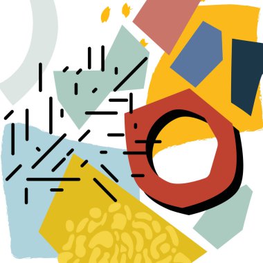 Soyut çiçek elementleri kağıt kolajı geometri deseni