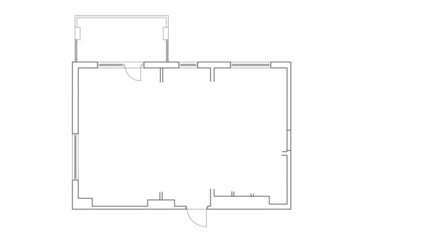 标准家居家具符号集用于建筑图则、家庭计划图标集、平面设计元素.小房间-顶部观景图. — 图库视频影像