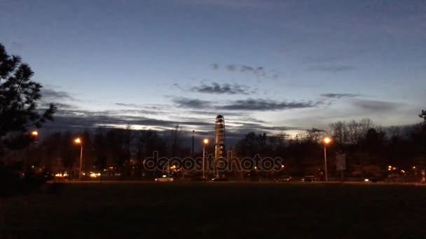 Uma vista da roda gigante no parque — Vídeo de Stock