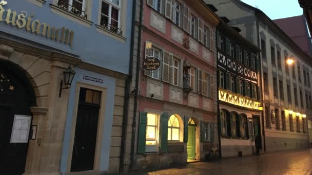 Deutschland Bamberg Januar 2018 Straße Der Altstadt Kleines Märchenhaus Verschiedene — Stockvideo