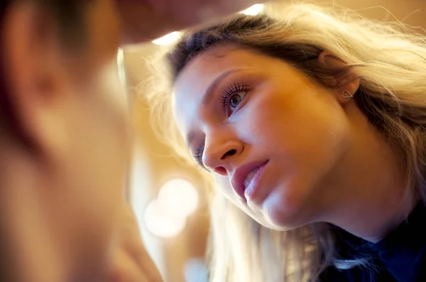 Makeup artist applying eyeshadow