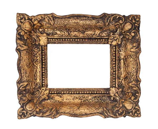 Ornate golden baroque frame isolated on the white background — Stock Photo, Image