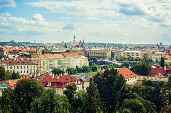 Beautiful panorama view of Prague and its architecture