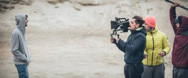 Sahne. Film sahnesi açık filme film ekibi