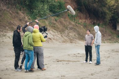 Sahne. Film sahnesi açık filme film ekibi