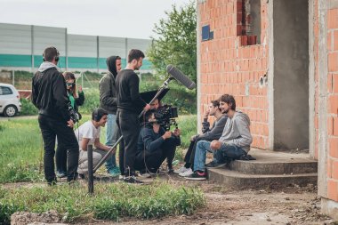 Sahne. Film sahnesi açık filme film ekibi