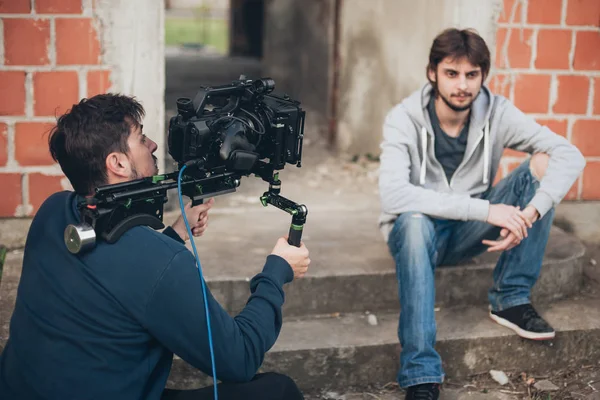 Behind the scene. Actor in front of the camera — Stock Photo, Image