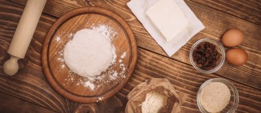 Gıda maddeleri hamur Ahşap mutfak yönetim kurulu için. Pasta tarifleri