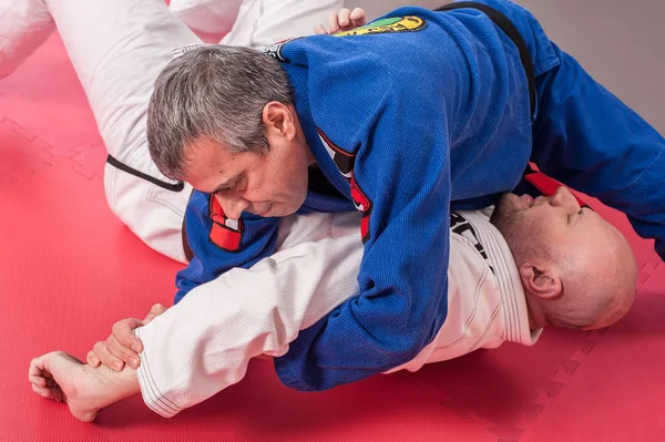 Brezilya jiu jitsu eğitmen zemin mücadele kol gösterir 