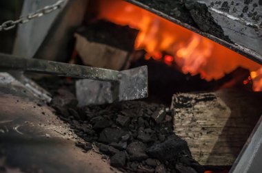 Yakacak odun odun sobası retro paslı kırsal metal yakmak