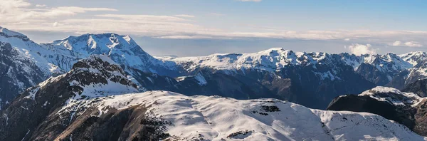 Grandiózní Úžasný Panoramatický Pohled Zamrzlou Horskou Krajinnou Scénu Nejvyššího Panoramatického — Stock fotografie