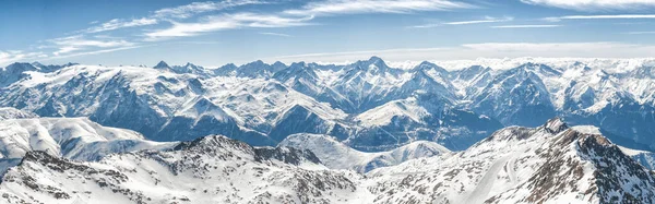 Grandiózní Úžasný Panoramatický Pohled Zamrzlou Horskou Krajinnou Scénu Nejvyššího Panoramatického — Stock fotografie