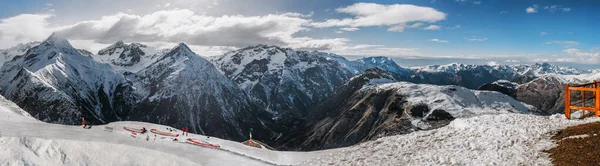 Vue Panoramique Grandiose Étonnante Chaîne Montagnes Gelées Alpes Paysage Scène — Photo
