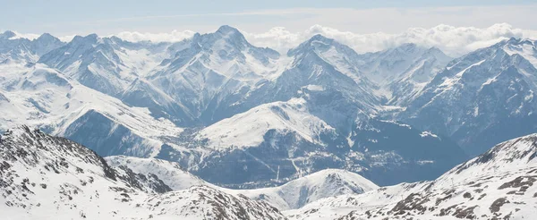 Kouzelný Úžasný Panoramatický Pohled Zamrzlou Horskou Krajinnou Scénu Nejvyššího Panoramatického — Stock fotografie