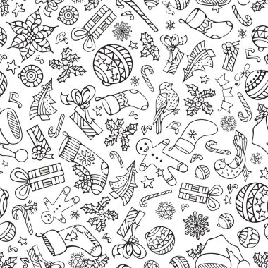Mutlu Noeller Dikişsiz desen vektör doodles.