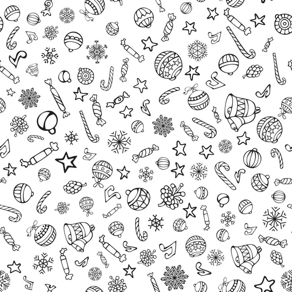 Vector doodles Merry Christmas naadloze patroon. — Stockvector
