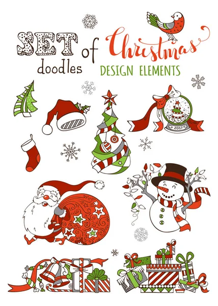 Σύνολο doodles διακοσμήσεις Χριστουγέννων — Διανυσματικό Αρχείο
