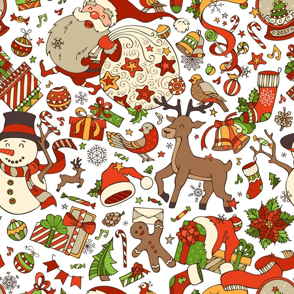 Vektor Cartoon Frohe Weihnachten nahtlose Muster. — Stockvektor