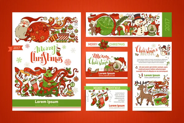 Conjunto de banners de Feliz Natal —  Vetores de Stock