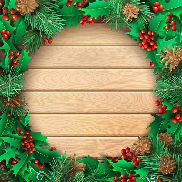 Kerst decoratieve grenen frame — Stockvector