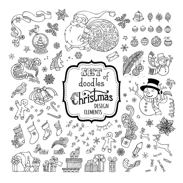 Σύνολο doodles διακοσμήσεις Χριστουγέννων — Διανυσματικό Αρχείο