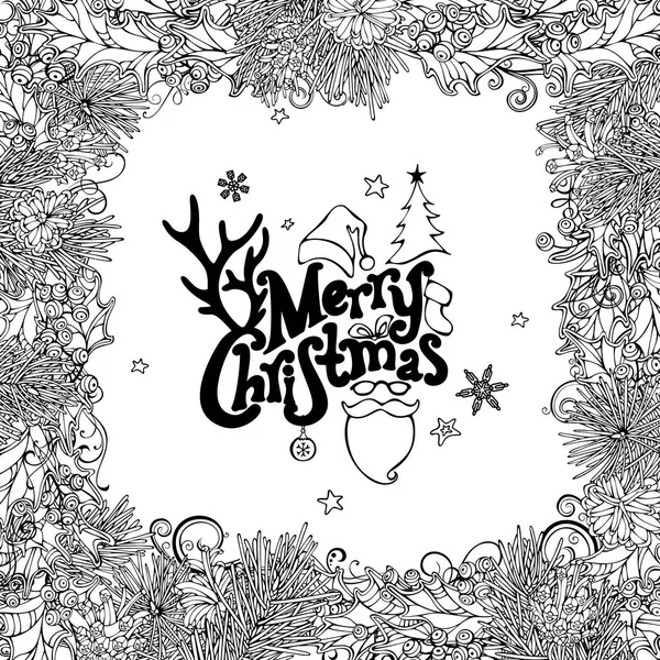 Cadre décoratif de Noël en pin — Image vectorielle