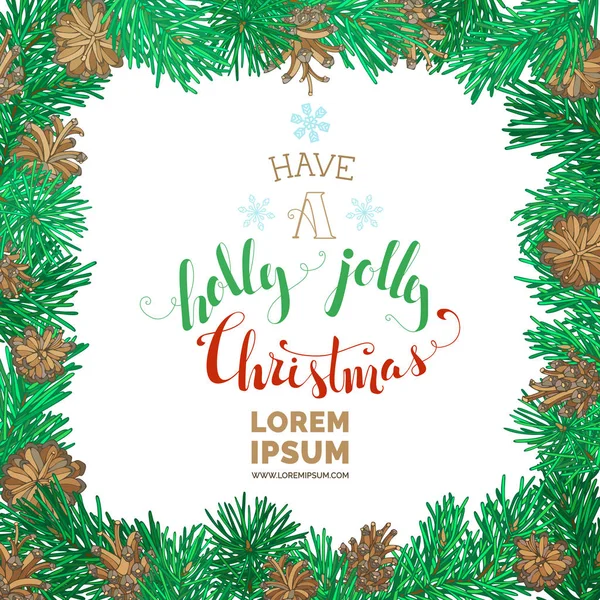Cadre décoratif de Noël en pin — Image vectorielle
