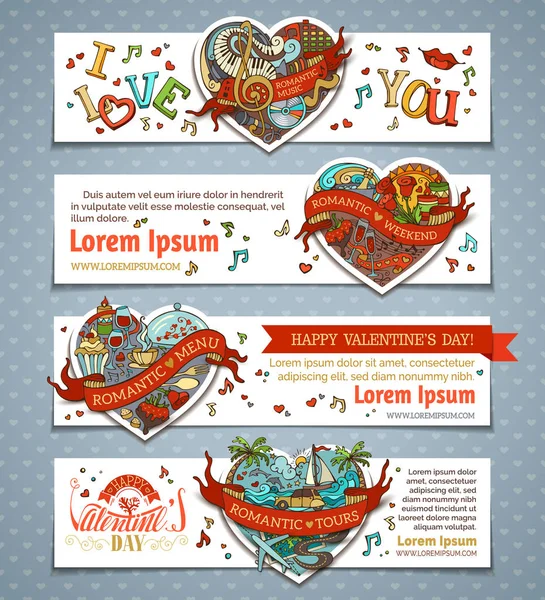 De dag van Valentijnskaarten banners set — Stockvector