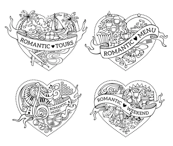 Conjunto de pegatinas corazones — Vector de stock