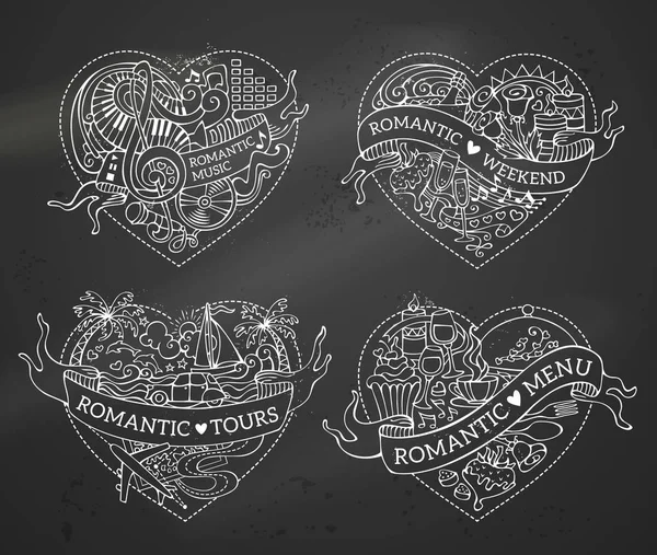 Conjunto de pegatinas corazones — Vector de stock