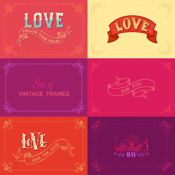 Набір вітальних листівок день Святого Валентина — стоковий вектор