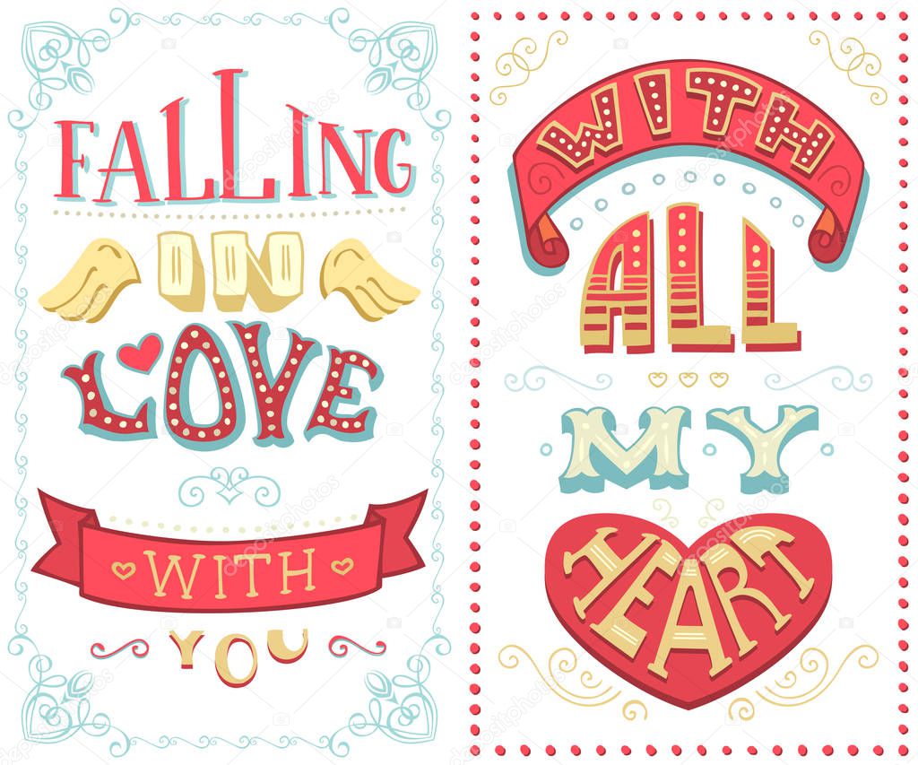 valentines day greeting cards set