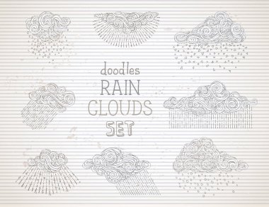 vintage yağmur bulutları kümesi.